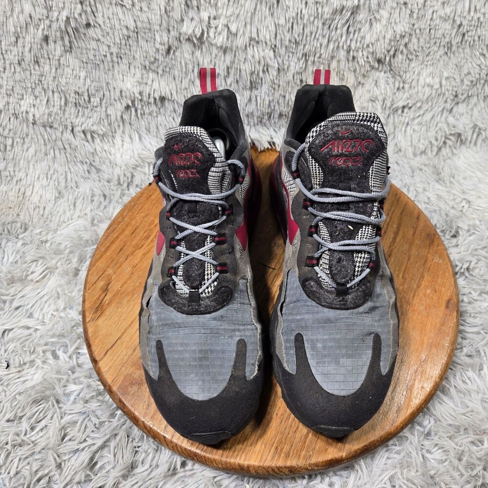 Nike Men Air Max 270 React Alabama Houndstooth Mens Size 12 Gray Noble Red Shoes - Picture 2 of 12